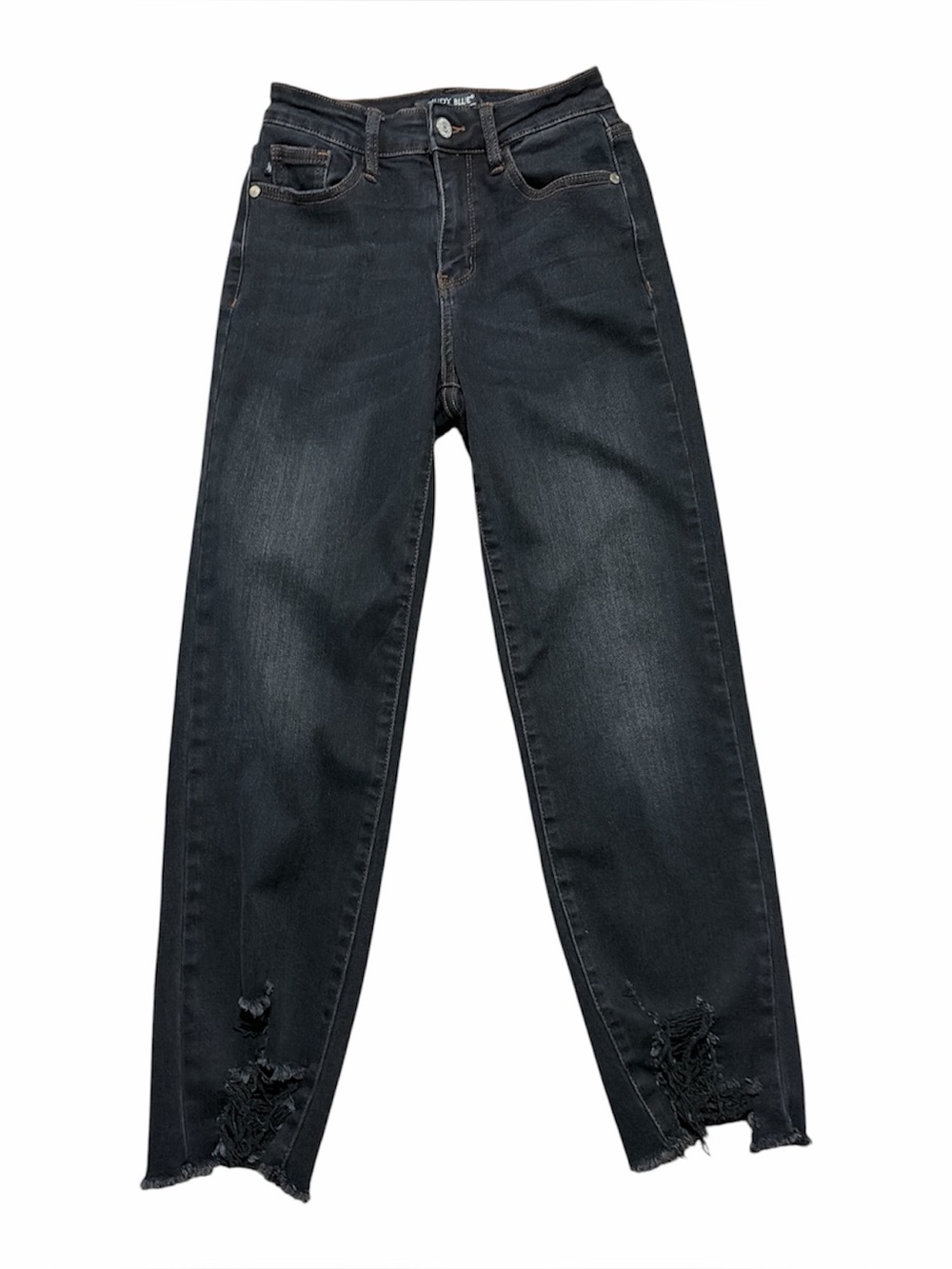 Judy Blue Jeans Women's Size Black Cropped Straight Leg Raw Hem - Picture 8 of 13